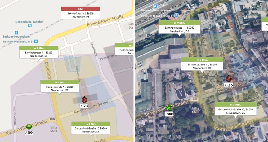 TARIS Dispatch Fahrtenvermittlung und Fahrzeug Ortung