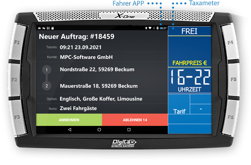DIGITAX X-One für Android mit TARIS-DriverPro