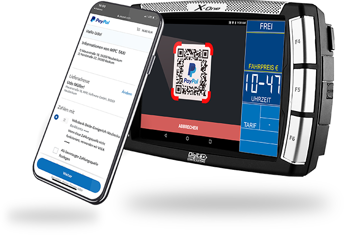 TARIS Driver PRO - DIGITAX X-One - Bargeldlose Zahlung über QR-Code Scan