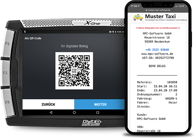 TARIS Driver PRO - DIGITAX X-One - QR-Code Quittung